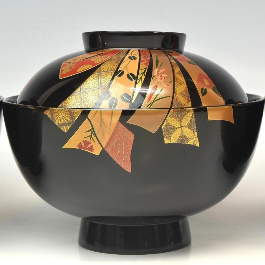 趣楽】 高級漆器 輪島塗 熨斗蒔絵吸物椀五客 共箱 H1601 : 趣楽堂