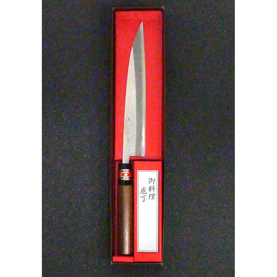 土佐刃物 刺身包丁 磨き 両刃 青鋼入 180mm 柳刃 クルミ柄付 丸海