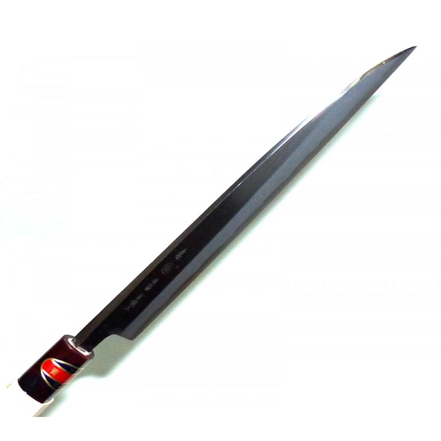 土佐刃物 刺身包丁 磨き 両刃 青鋼入 180mm 柳刃 クルミ柄付 丸海