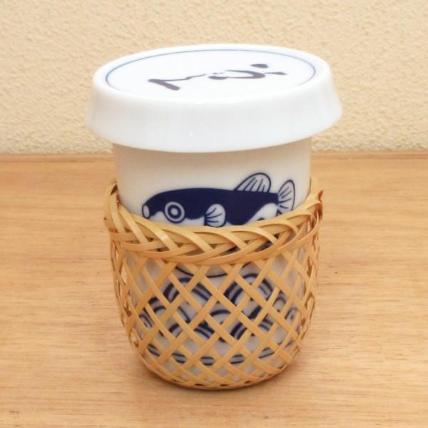 ヒレ酒カップ 陶器 ハカマ付 竹製品 波ふぐ ふぐ ひれ酒 酒器 業務用