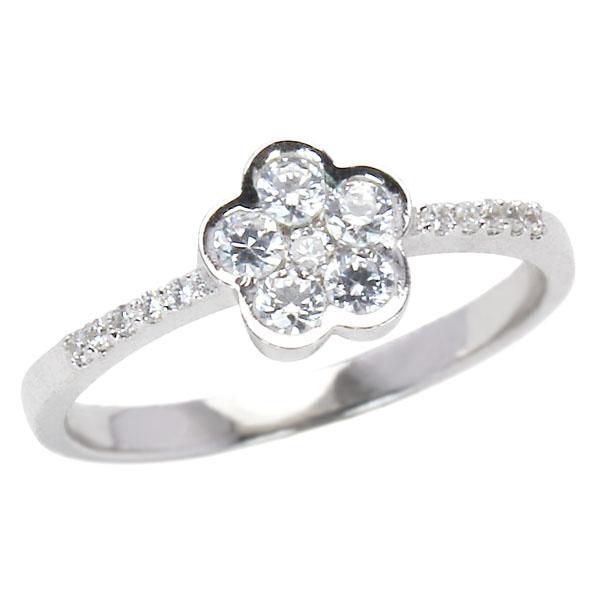 リング k18 ホワイトゴールド ダイヤ ダイヤモンド 花 花モチーフ 18金