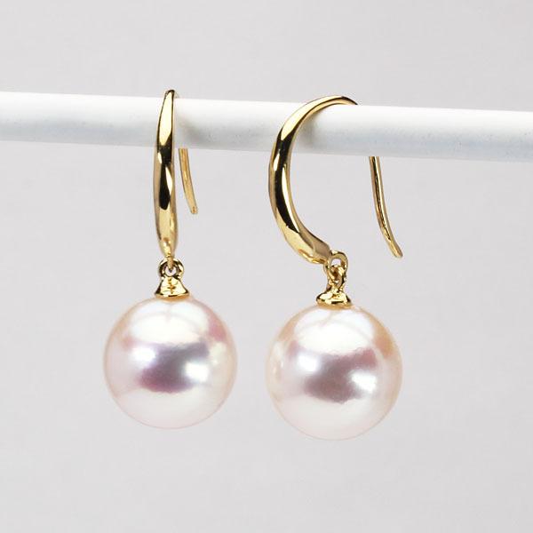 パール ピアス 18金 18k 真珠 あこや本真珠 8mm アメリカン フック式