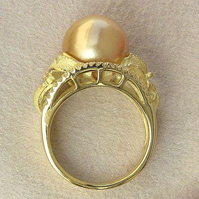 真珠 リング 指輪 南洋白蝶真珠 ゴールド系 11mm 18金 k18 ゴールド