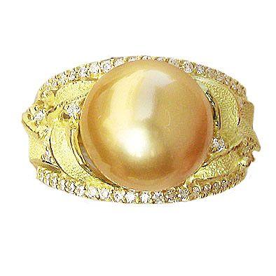 真珠 リング 指輪 南洋白蝶真珠 ゴールド系 11mm 18金 k18 ゴールド