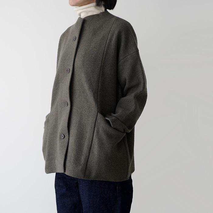 evam eva（エヴァムエヴァ） プレスウールショートコート press wool