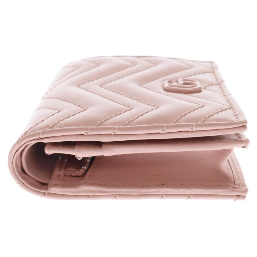 GUCCI（グッチ） GGマーモント コンパクトウォレット ピンク レザー 三