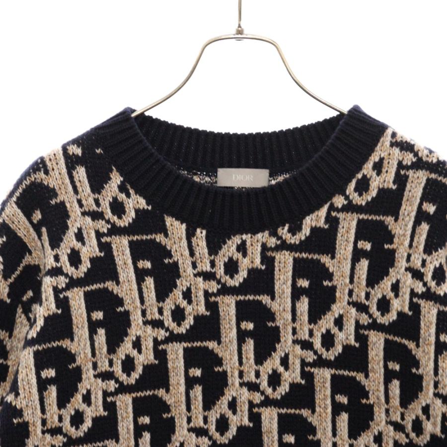 DIOR ディオール 21AW オブリーク総柄クルーネックニット ネイビー