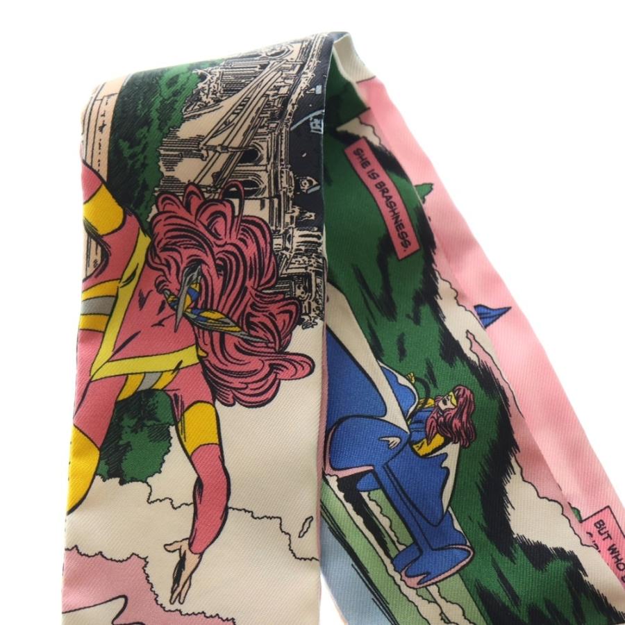 HERMES（エルメス） ツイリー アメコミ シルクスカーフ ピンク×マルチ