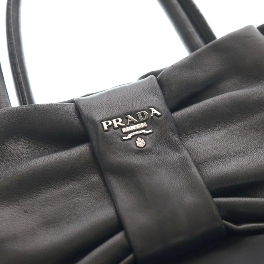 PRADA（プラダ） リボン ハンドバッグ ミニトートバッグ ブラック