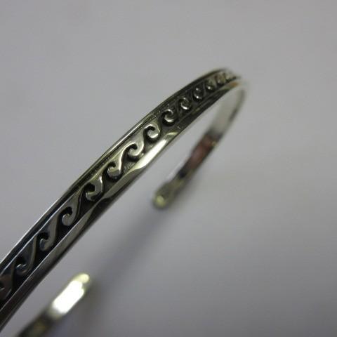 波 シルバー925 バングル メンズML サーファー WAVE BT03ML : シルバー