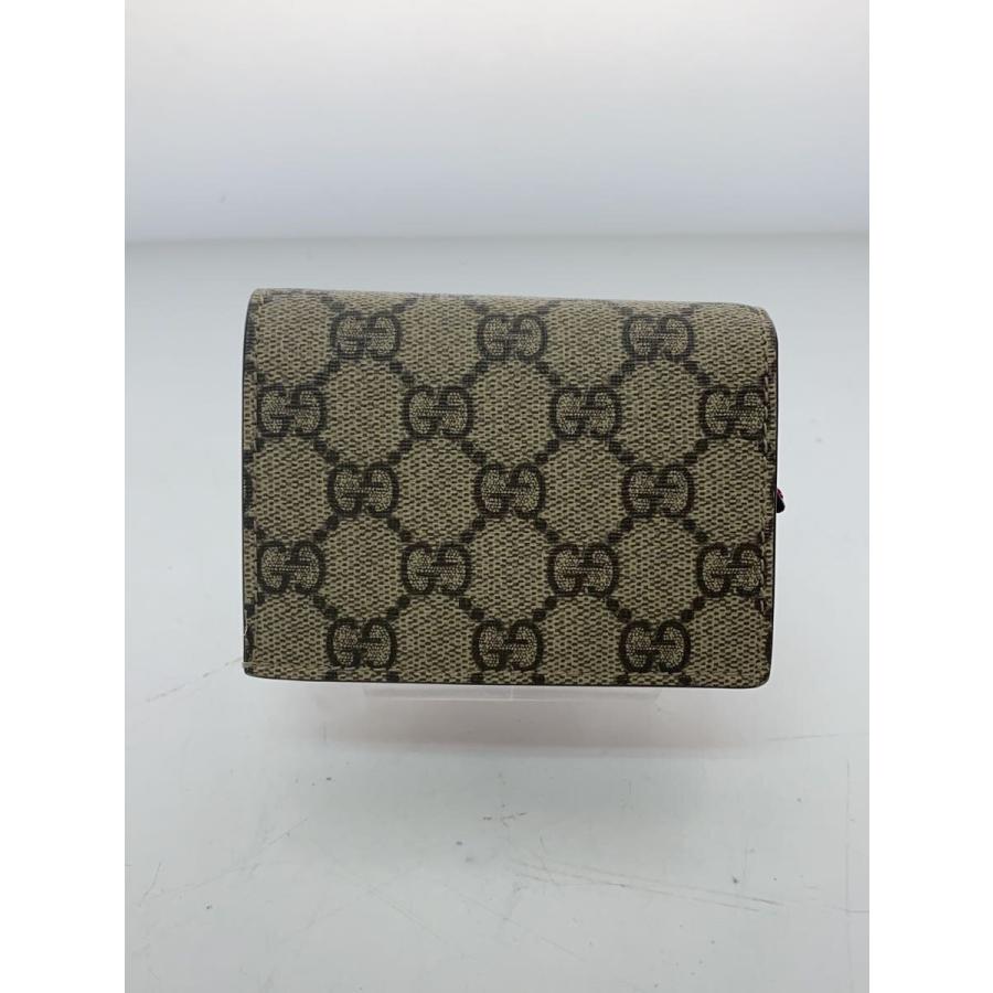 GUCCI◇さくらんぼ/2つ折り財布_GGスプリーム/レザー/ベージュ/総柄