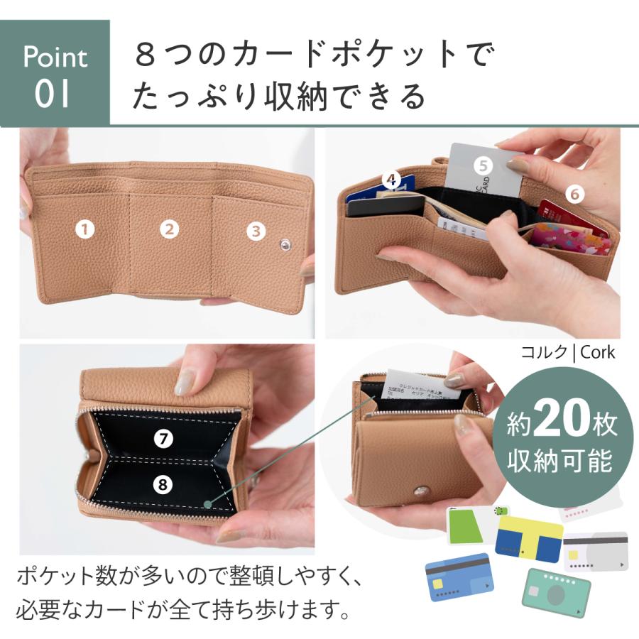 enokio ミニ財布 レディース 三つ折り財布 ミニウォレット 本革