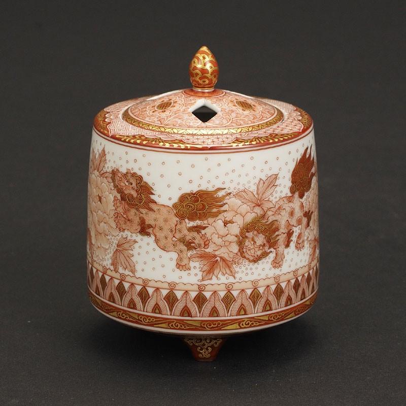 九谷焼 福島武山 香炉 赤絵牡丹獅子文 : 九谷焼 STYLeNCE スタイレンス