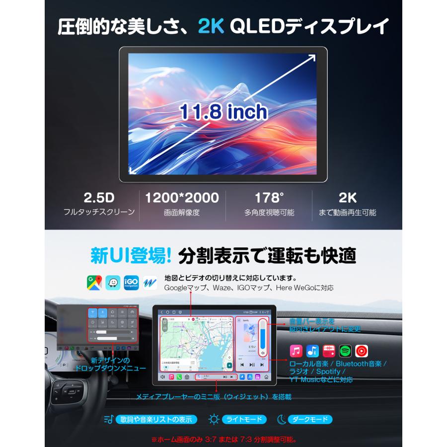 Eonon 爆買 ディスプレイオーディオ android13 11.8インチ 8+256GB
