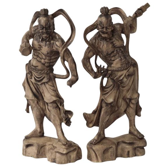 高19.8cm 木彫り 仏像 金剛力士像 仁王像 仏教美術 置物 フィギュア