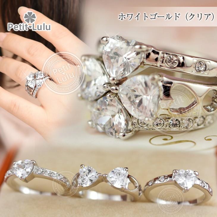 Petit Lulu（プチルル） リング 指輪 レディース スワロフスキー 3連