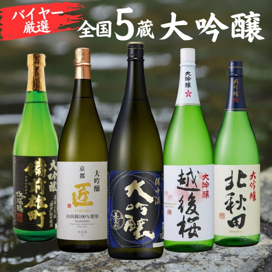 日本酒 大吟醸酒 5酒蔵 大吟醸 飲み比べセット 一升瓶 5本組 1800ml お
