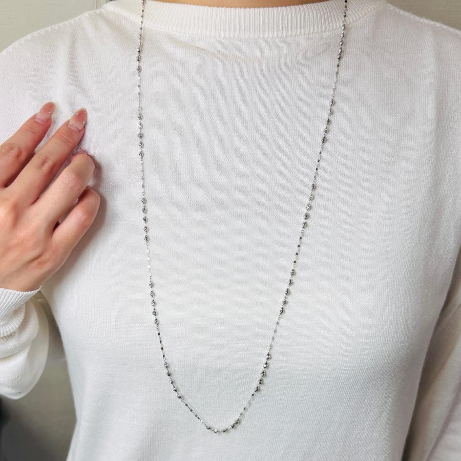 ロング ネックレス プラチナ カットボール 85cm ペダルチェーン 2WAY