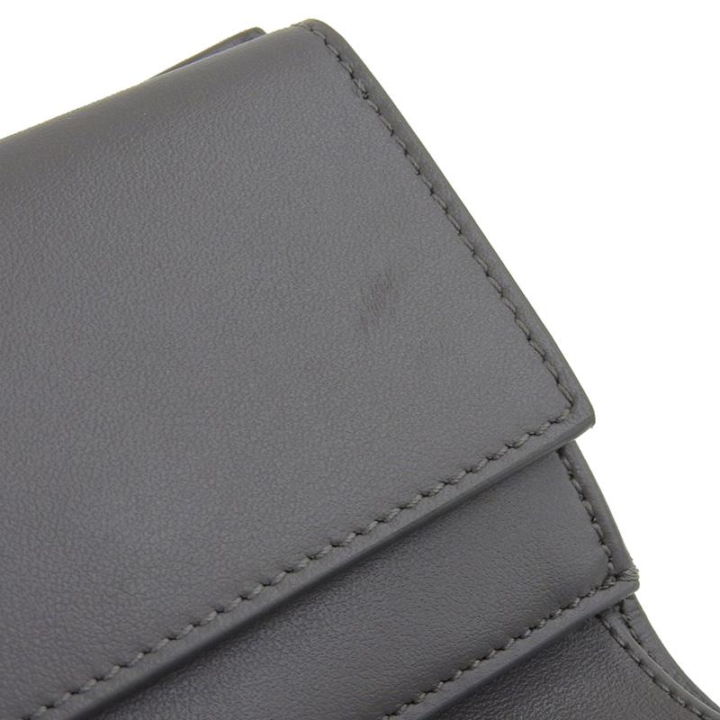 CELINE（セリーヌ） ストラップウォレット 二つ折り財布 レザー グレー