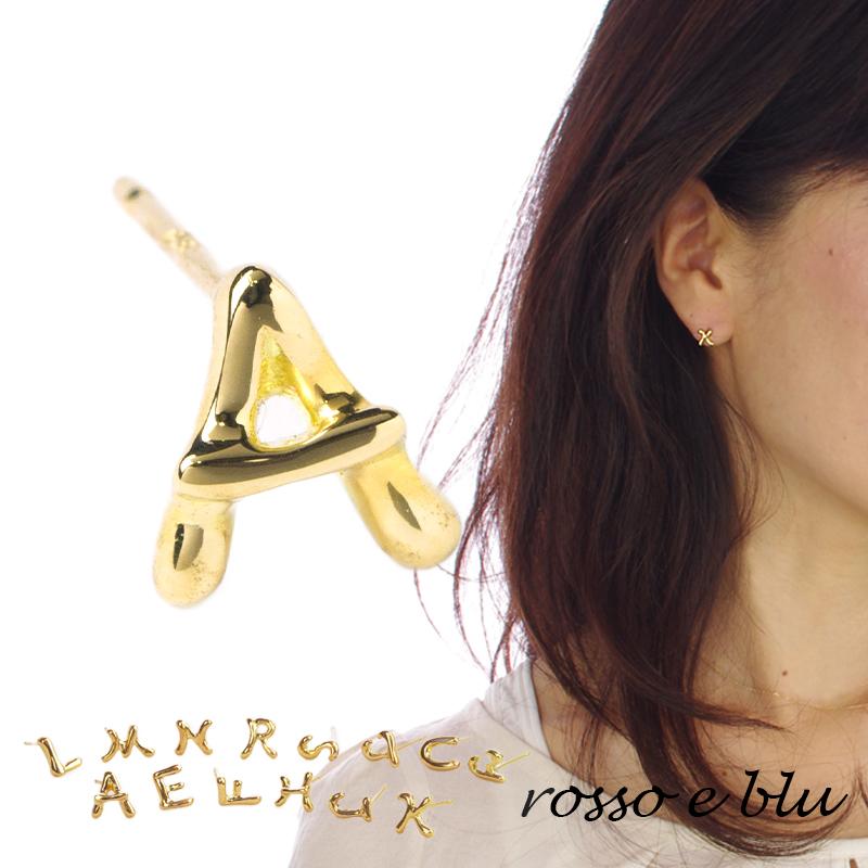 ピアス 18金 k18 イニシャル レディース アルファベット 片耳用 30代