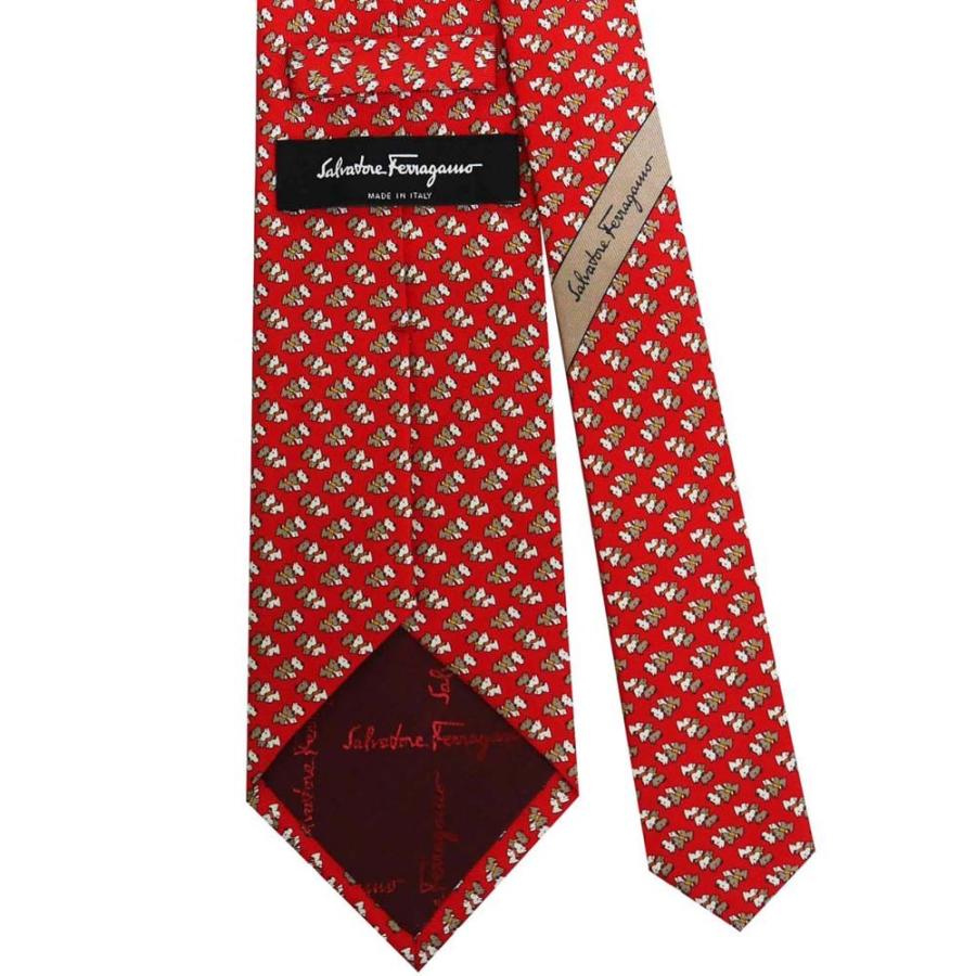 FERRAGAMO（フェラガモ） ネクタイ 702642 レッド系 犬 ドッグ
