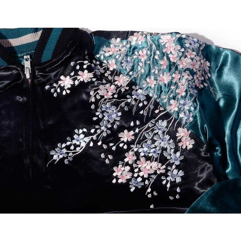 花旅楽団 スカジャン 葛飾北斎 富嶽三十六景 神奈川沖浪裏 刺繍 波 桜