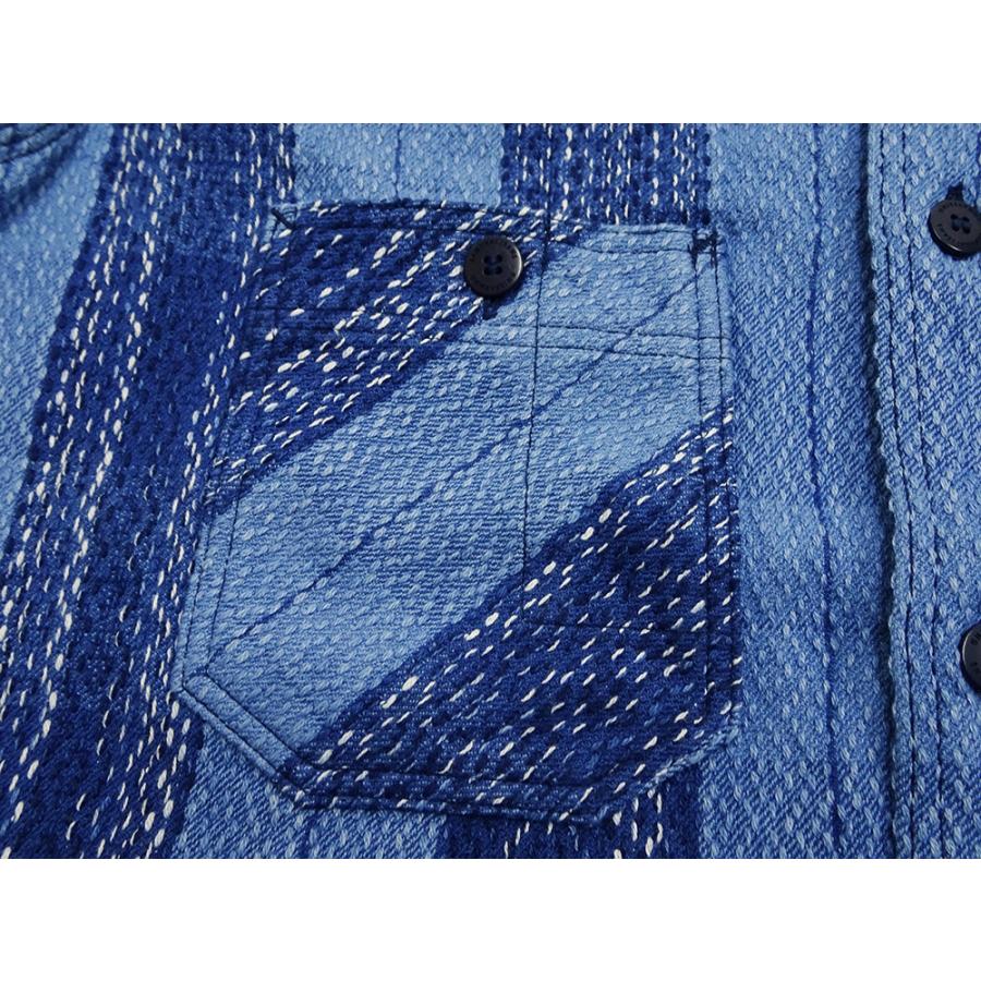 サムライジーンズ 藍染め雨絣 ワークシャツ Samurai Jeans