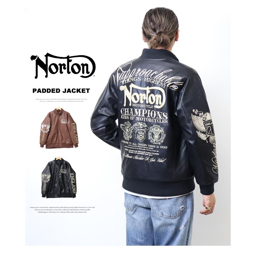 ノートン（NORTON） MAX刺繍デザイン 衿スタンドリブ PU中綿ジャケット
