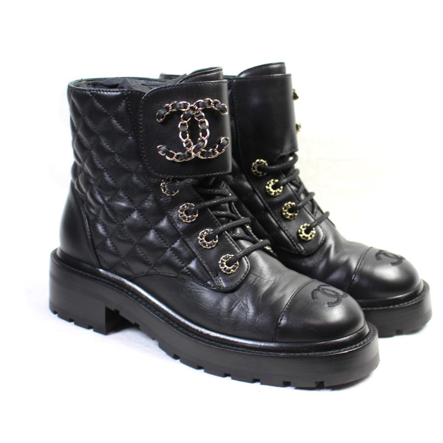 CHANEL（シャネル） 美品 ショートブーツ G36424 黒 ライトゴールド