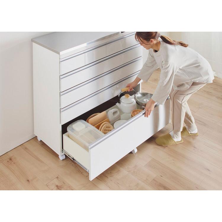 完成品 日本製 キッチンカウンター ステンレス天板 幅90 高さ100 5段