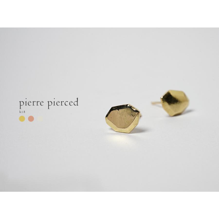 K18 ピエール ピアス 地金 ロック ストーン クラフト K18ピアス 18k 18
