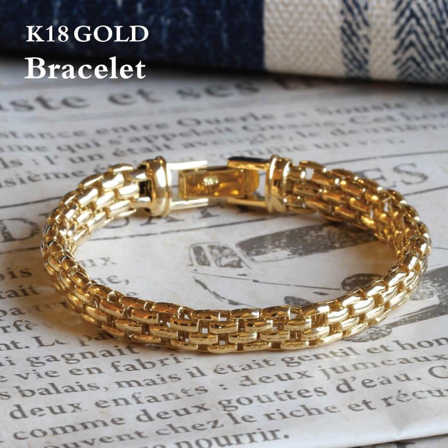 18金 K18 ブレスレット ゴールド チェーンブレス 太め 18k