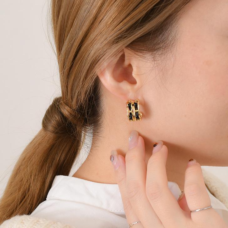 REAL STYLE ピアス レディース フープ ゴールド チェーン チタンポスト