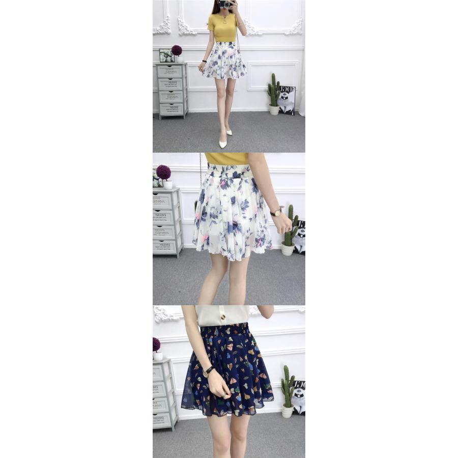 花柄 キュロットスカート スカート ショートパンツ付き フレアスカート