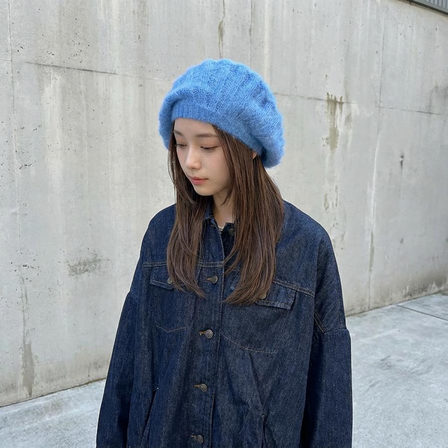 GANNI（ガニー） ベレー帽 Oversized Brushed Mohair Rib Beret A5106