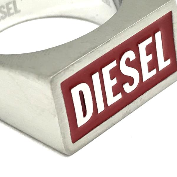 DIESEL（ディーゼル） マットシルバー×レッド リング・指輪 DX1366040