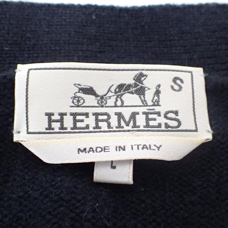 国内正規/ HERMES エルメス カシミア100％ スパイダーモチーフ Vネック