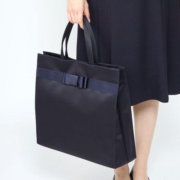 東京ソワール お受験 トートバッグ 大容量 リボン スーツ 紺 ネイビー
