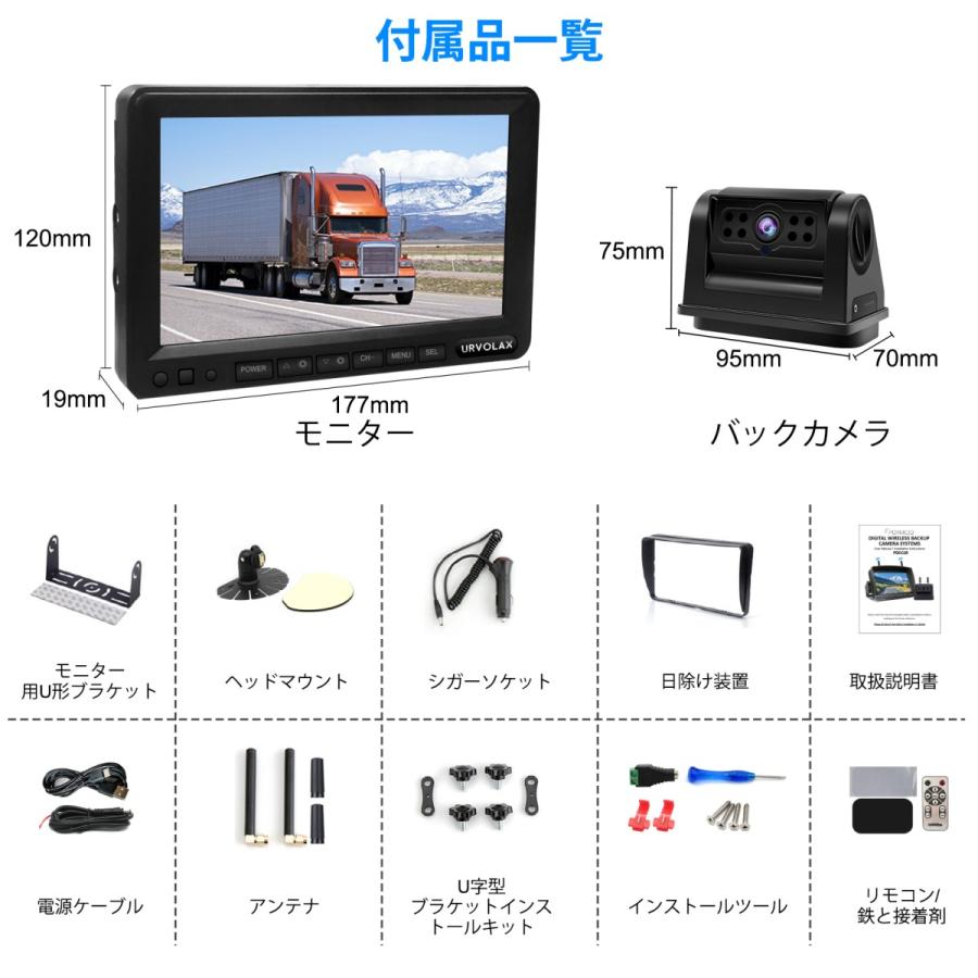 バックモニター バックカメラ モニターセット ワイヤレス マグネット