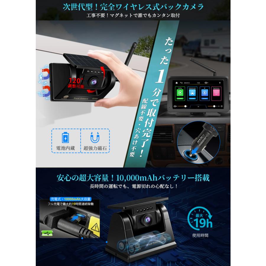 バックモニター バックカメラ ワイヤレス スマホ連携 Bluetooth バック