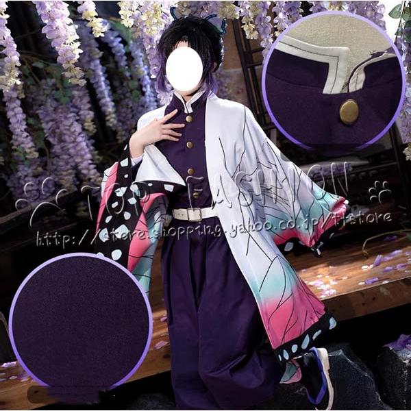 鬼滅の刃 風 胡蝶 しのぶ 刺繍制服 コスプレ衣装 ウィッグ 道具 靴