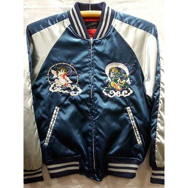 スカジャン 風神雷神 日本製本格刺繍のスカジャン 3Lサイズ