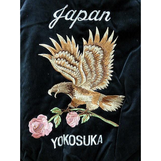 スカジャン 鷹に薔薇 別珍 日本製本格刺繍 2Lサイズ : takafuku1915