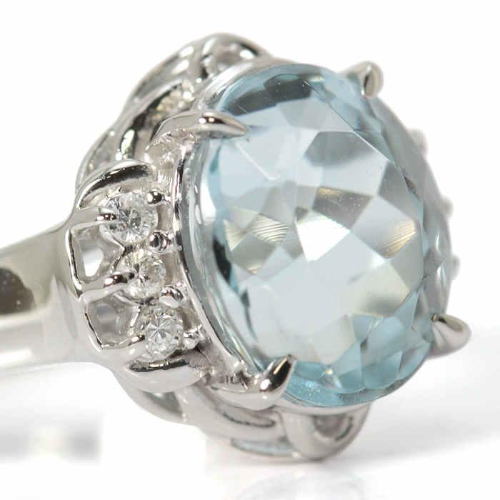 Pt900 アクアマリン リング 2.57/0.06ct 9号 大粒 プラチナ