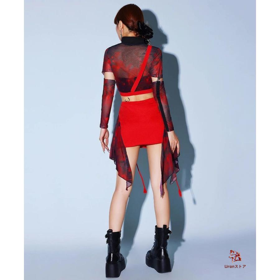 DS演出服 ジャズダンス 衣装 大人 セットアップ レディース 赤 黒
