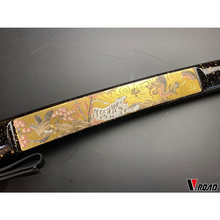 濃州正恒作 模造刀 美術刀剣 彫金 小刀 龍虎鷹 3 点セット 折紙 刀拭