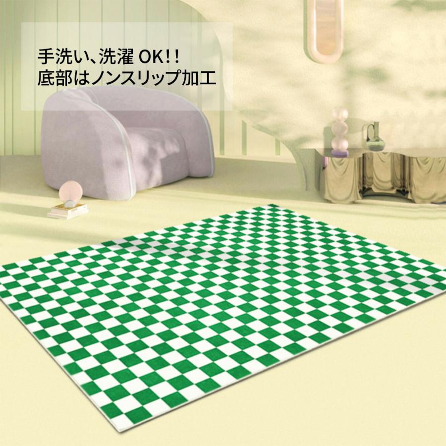140cm x 200cm] VeroMan ラグ カーペット 韓国ラグ ブロック柄 ゆがみ