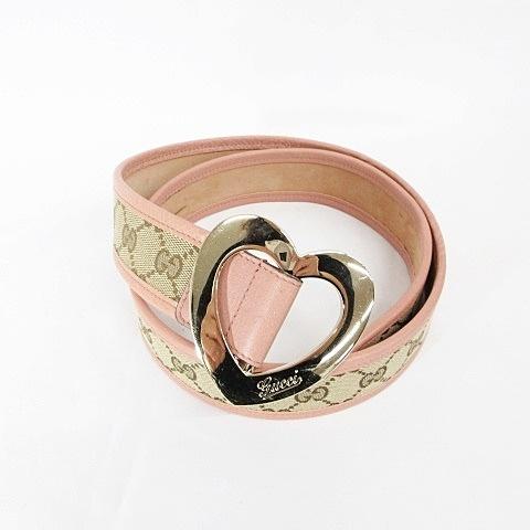 GUCCI（グッチ） ベルト ハートバックル GGキャンバス レザー ブラウン