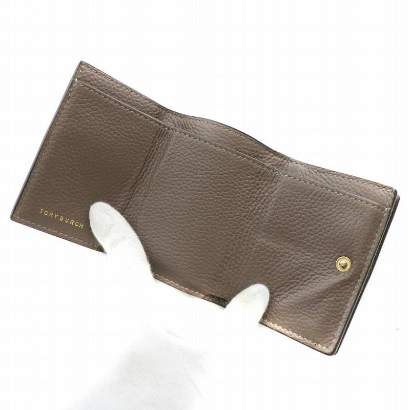 TORY BURCH（トリーバーチ） 財布 三つ折り レザー Wホック ロゴ 茶色
