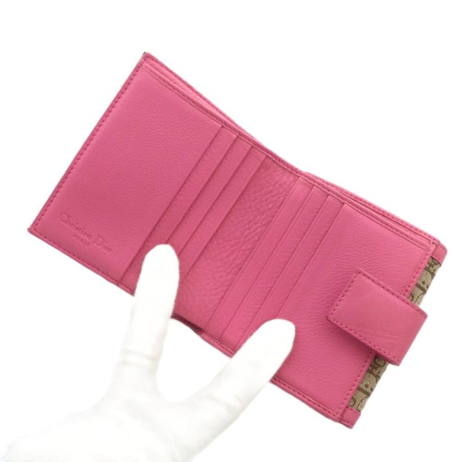 ディオール Dior 財布 二つ折り キャンバス レザー トロッター柄 W